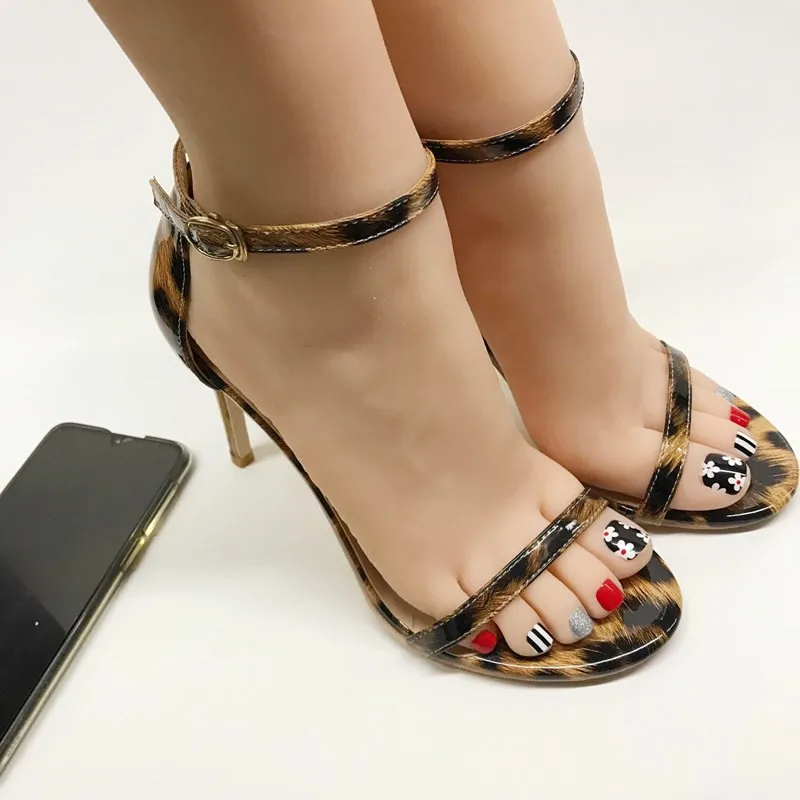 Ремешок на щиколотке каблуке женские босоножки Летние туфли с открытым носком
