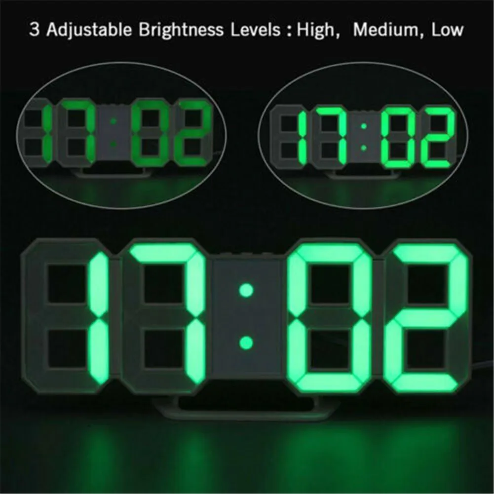 3D светодиодный настенные часы Современные Цифровые будильники домашний Кухня
