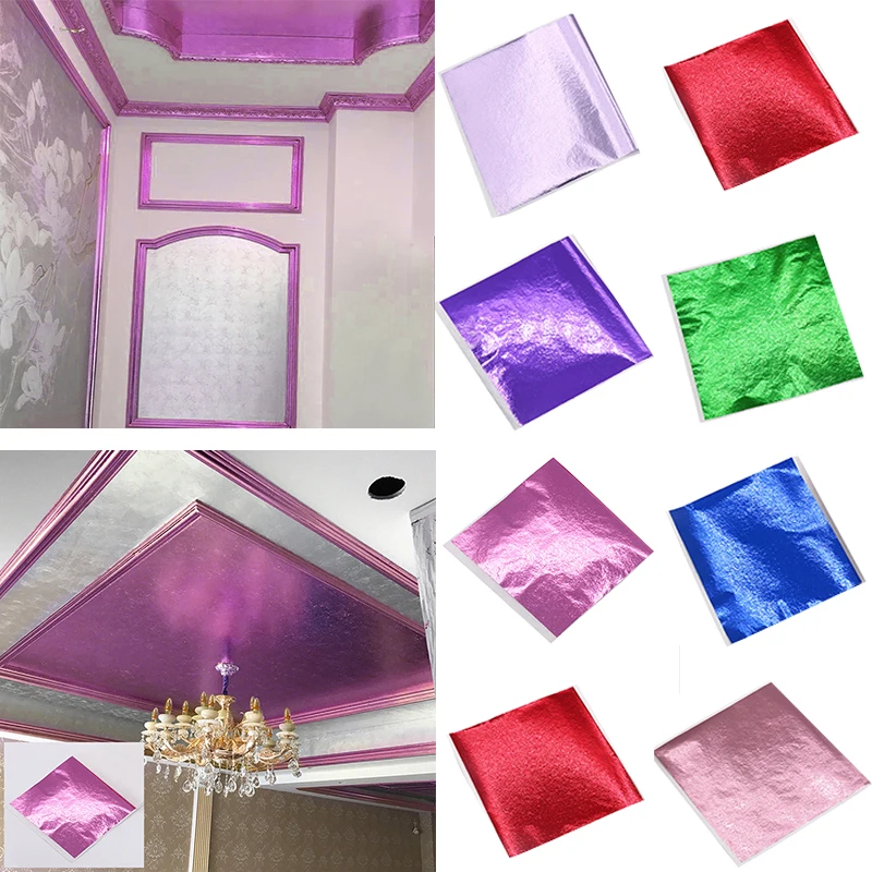 

About 100pcs Multi-color Foil Double Sided Paper Decoration Gilding DIY Crafts High Quality Gold Foil Paper Hot Home Supplies