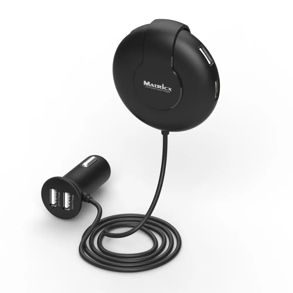 

Universal 9A 6 USB Car Charger Car Travel Adapter With Extension Cable Battery Charging Adapter