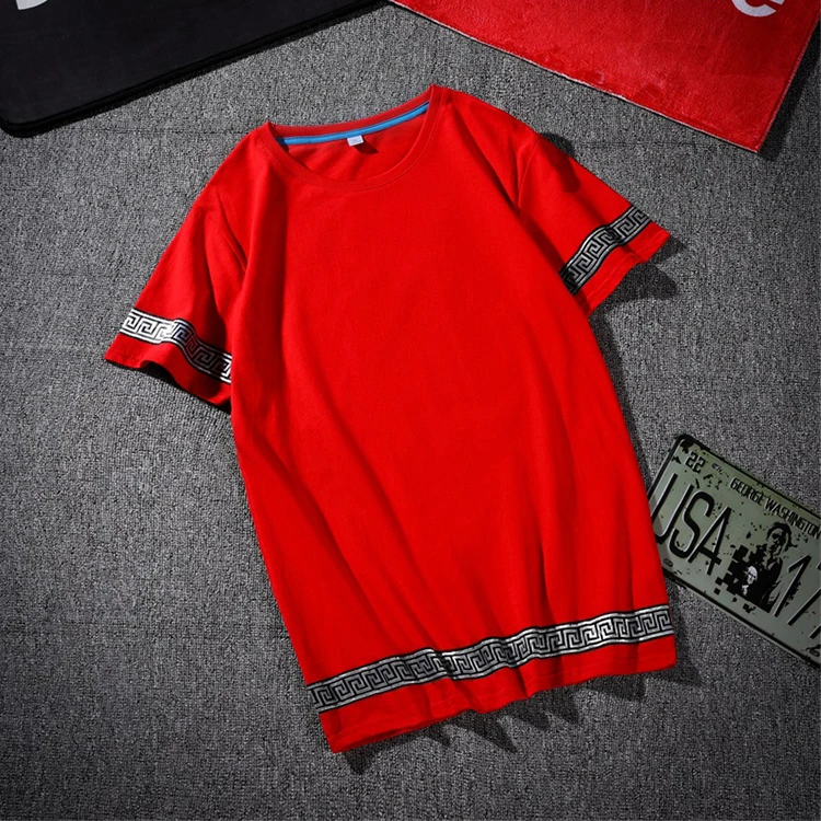 Футболка мужская из хлопка модная дышащая креативная тенниска с круглым вырезом