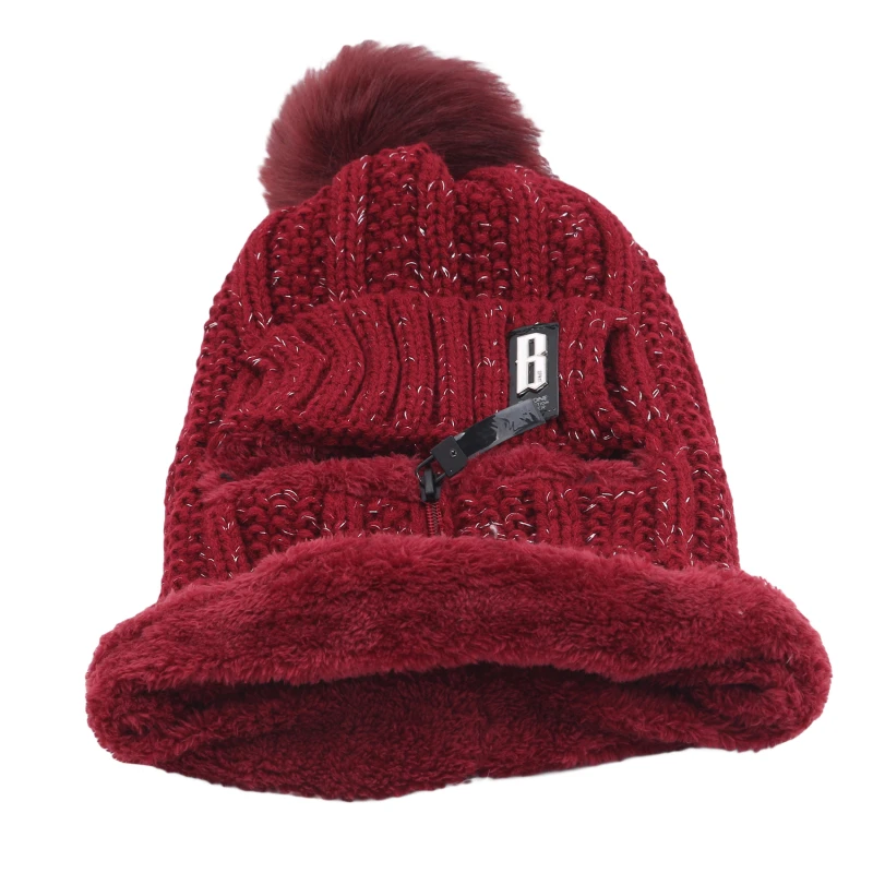 Женская вязаная Лыжная шапка набор шапки для женщин ветрозащитная зимняя теплая