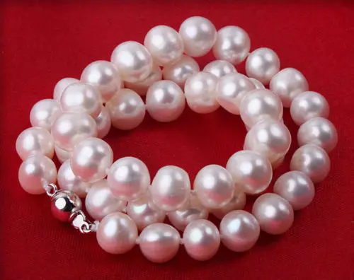 Women Gift word Love Hot Genuine 9-10mm WHITE south sea AKOYA PEARL NECKLACE 18"