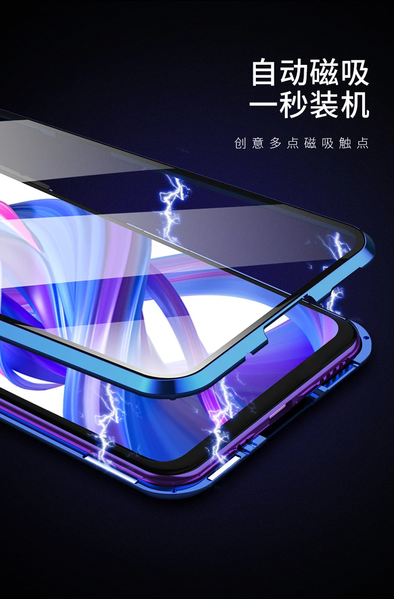 Чехол для huawei Honor 9x, двойной, полный, передний, задний, из закаленного стекла, металлический, магнитный, прозрачный, для Honor 9x20 Pro, чехол, Coque Funda