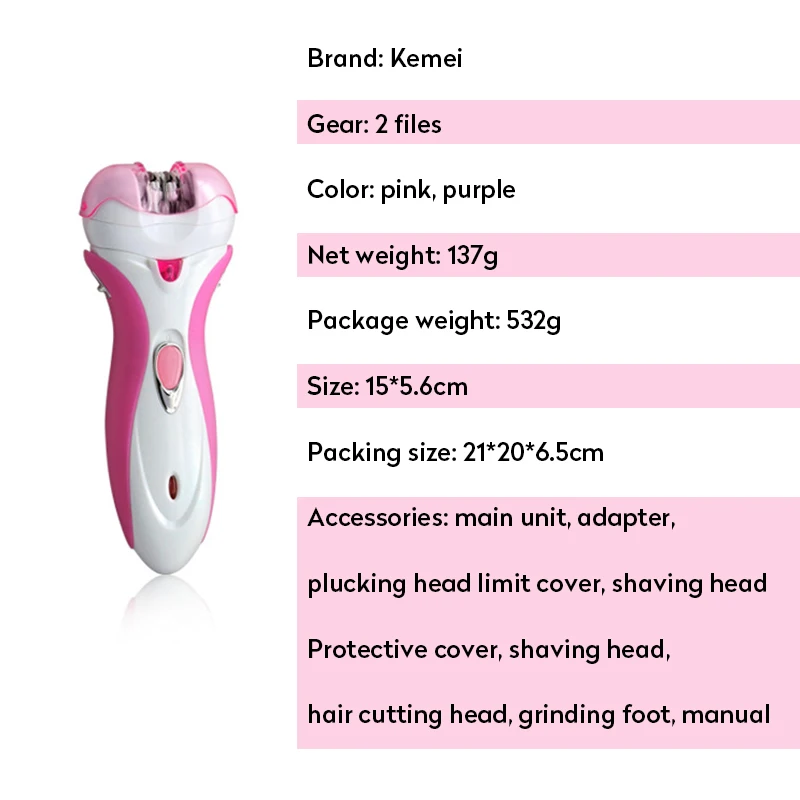 Kemei KM 2531 4 в 1 Многофункциональный Эпилятор перезаряжаемый Электробритва Триммер