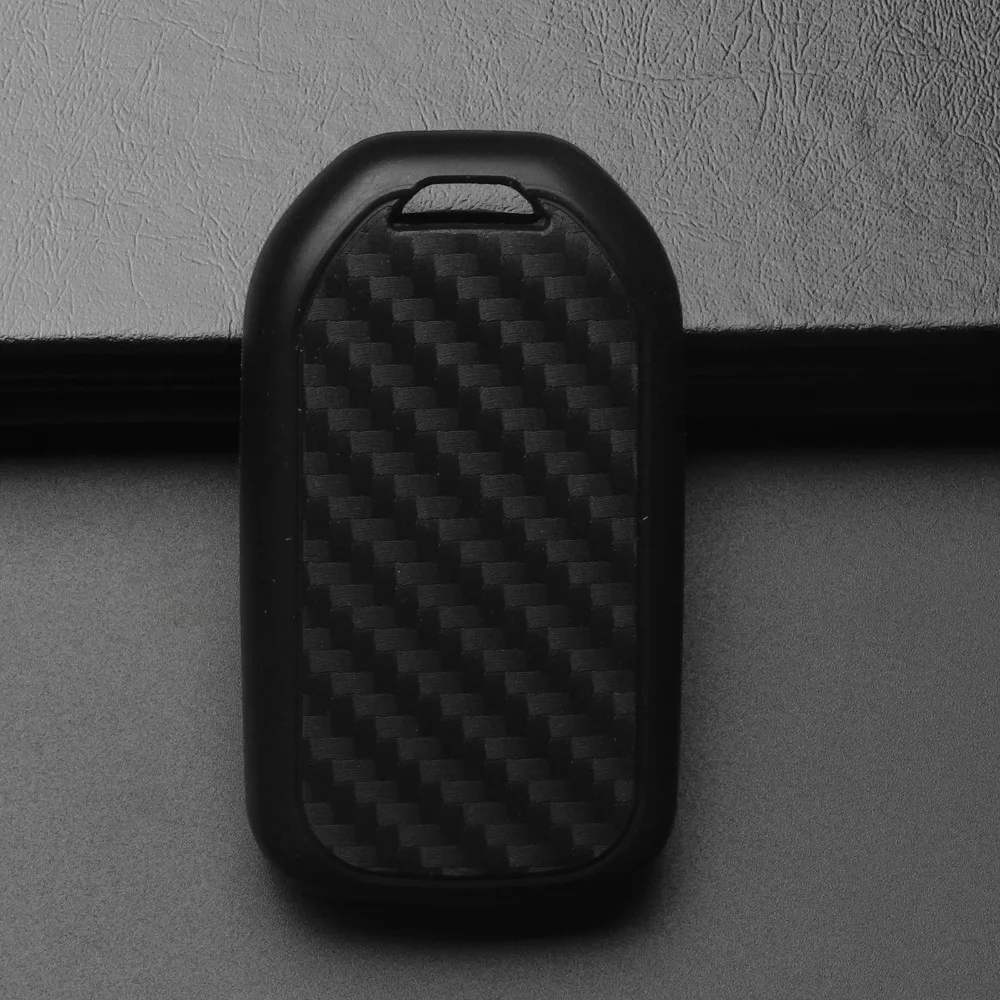 

jingyuqin Car Key Case new black Carbon Fiber Style Silicone auto Remote KeyCase Cover with Ring accessories For Honda 2BTN