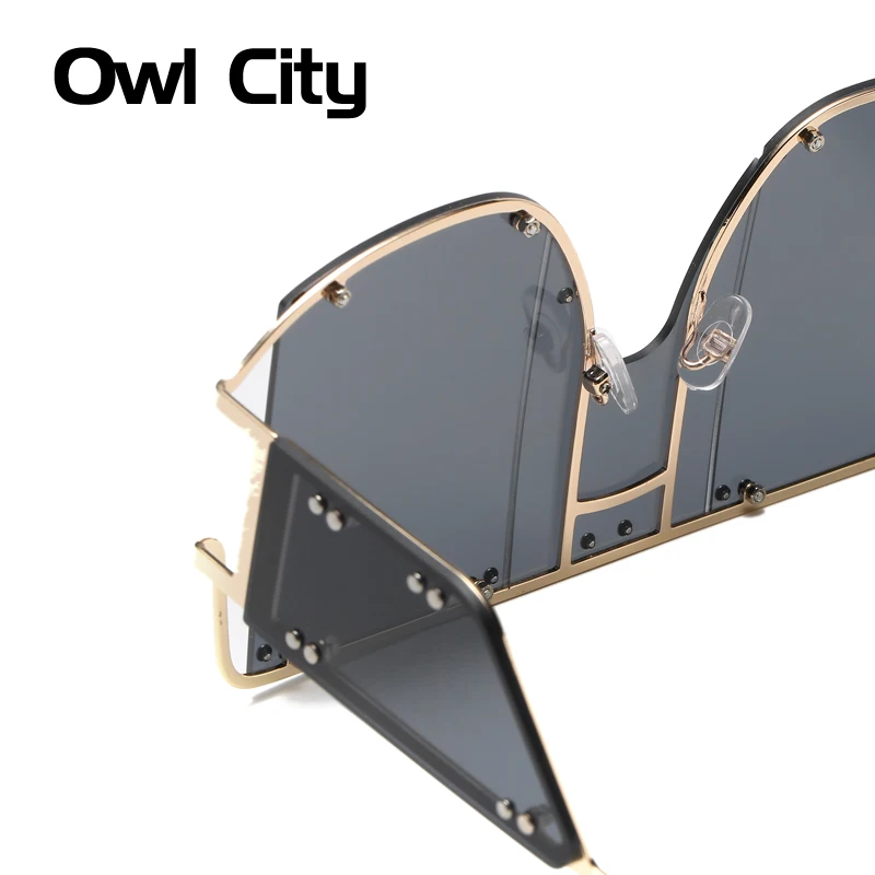 

Retro Square Sunglasses Women Oversized Rimless Flat Top Sun Glasses Female Vintage Punk Shades For Women Men UV400