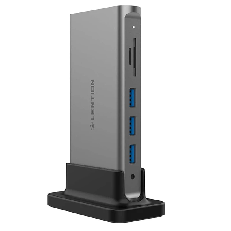 

Док-станция Lention 11 в 1 с USB Type C на Multi HDMI RJ45 VGA USB 3,0 2,0 с адаптером питания (100 Вт)