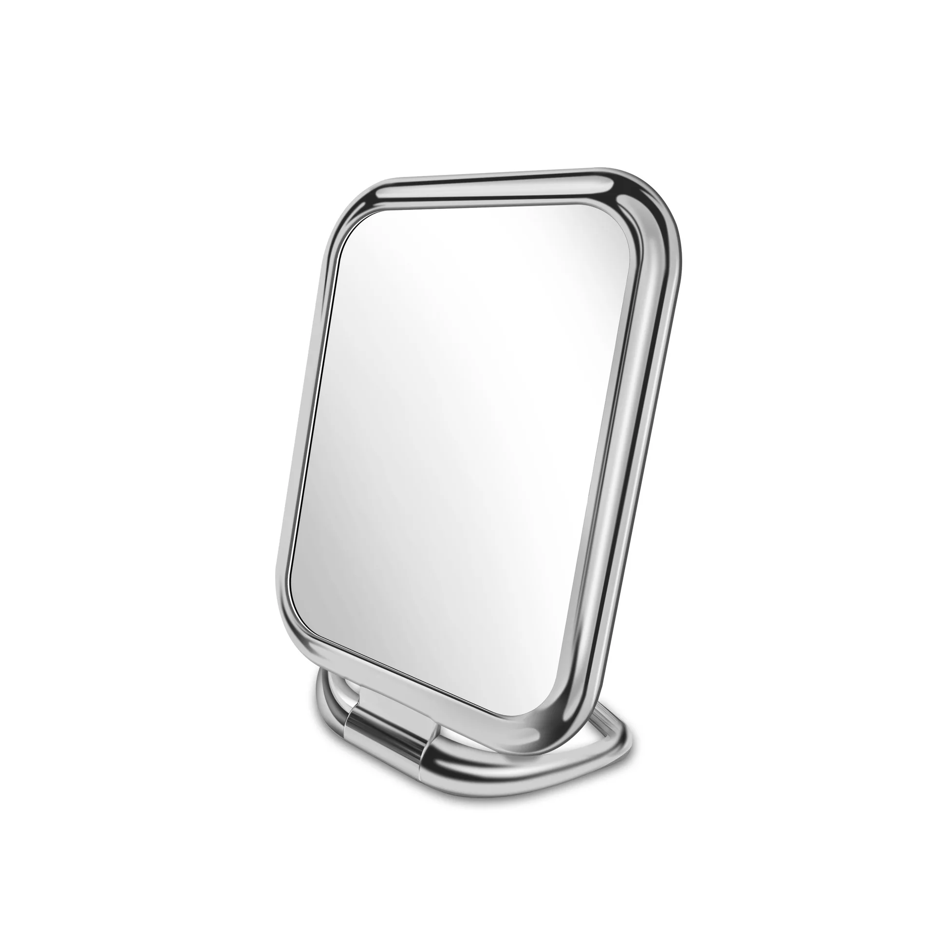 Silver square Креативное зеркало с ручкой для салона красоты, профессиональное ручное зеркало, складная подставка, индивидуальное зеркало для макияжа, для домашнего использования в путешествиях - Цвет: Silver square