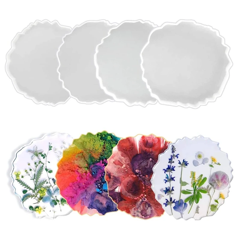 

5 Pcs/Set Coaster Tray Epoxy Resin Mold Cup Mat Pad Silicone Mould DIY Crafts Decorations Ornaments Casting Tools