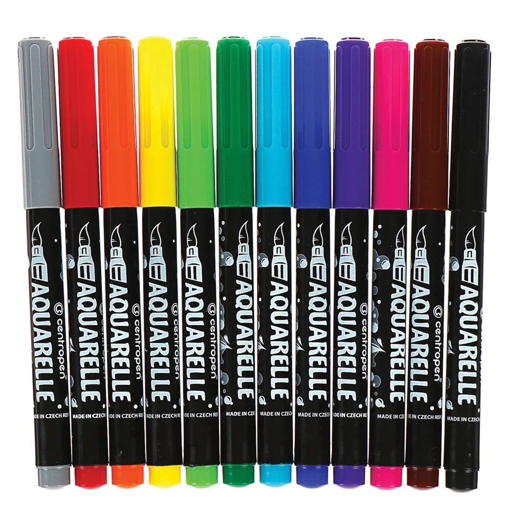 Маркеры-кисти акварельные 12 ЦВЕТОВ CENTROPEN &quotAquarelle" линия письма 1-9 мм 8683 12ET 6 1201 |