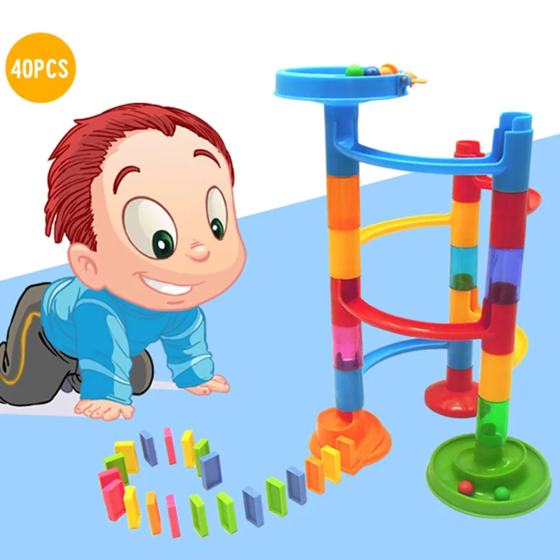 DIY шаровой трек набор домино с 20 штук блок образовательные игры игрушки