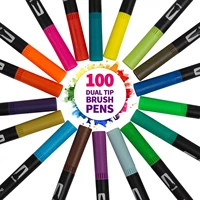 watercolor pen set for 100 colors dual felt nylon tip pens fineliner art brush tip marker spot colour professional drawing comic