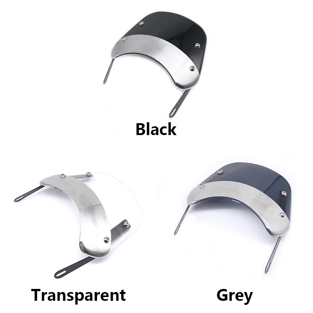 

Headlight Windshield Easy Install Stainless Steel Universal Windscreen 5-7 Inch Instrument Retro Deflector Motorcycle Styling