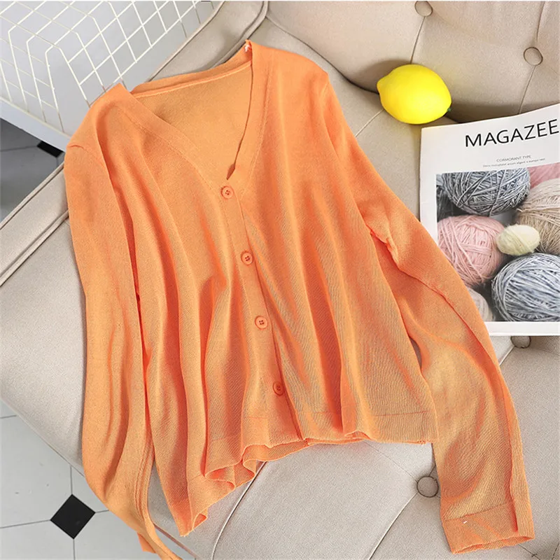 Женский короткий кардиган повседневный Свободный вязаный из тонкого шелка жакет
