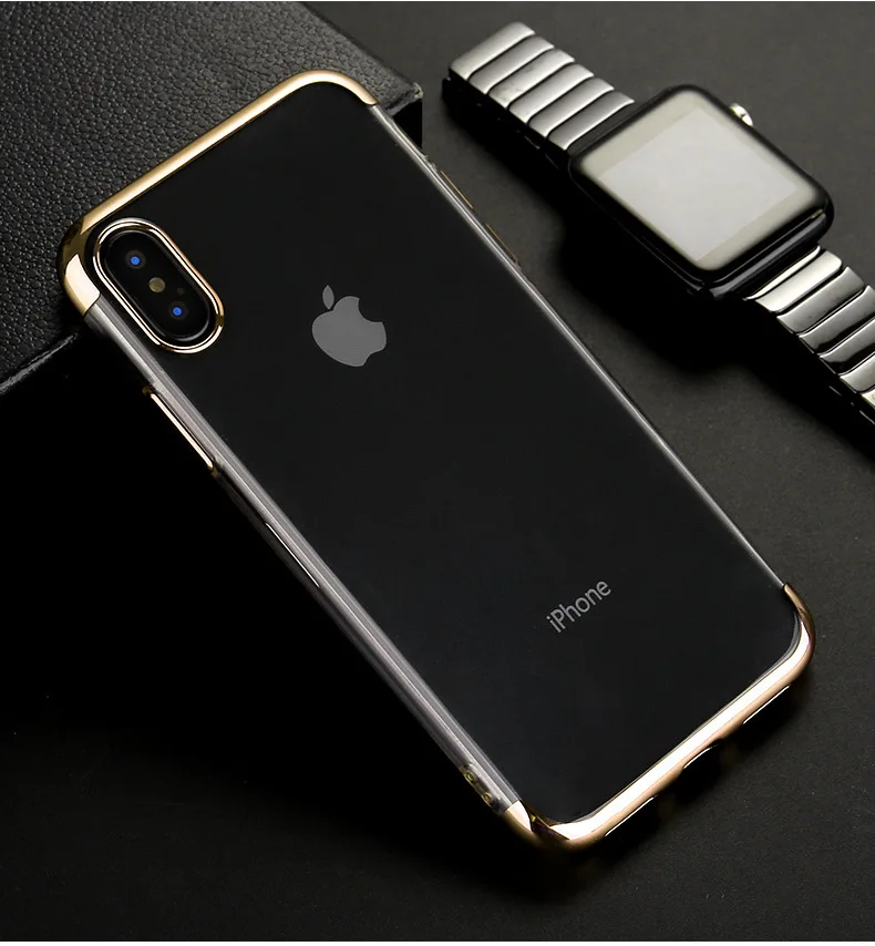 Разноцветный чехол для iPhone XS MAX 6 6s 7 8 Plus X Filminess цветной чехол для телефона Прозрачный Роскошный чехол - Цвет: Золотой