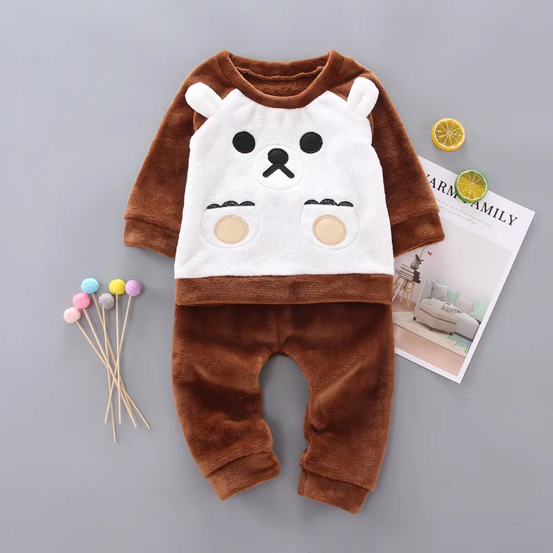 Комплект зимней одежды для маленьких мальчиков и девочек пушистая пижама с