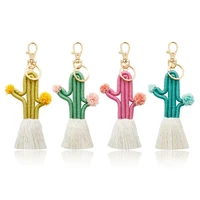 cute cactus keychain for women kids girls bag pendant keychain charms plants key chain accessories m4