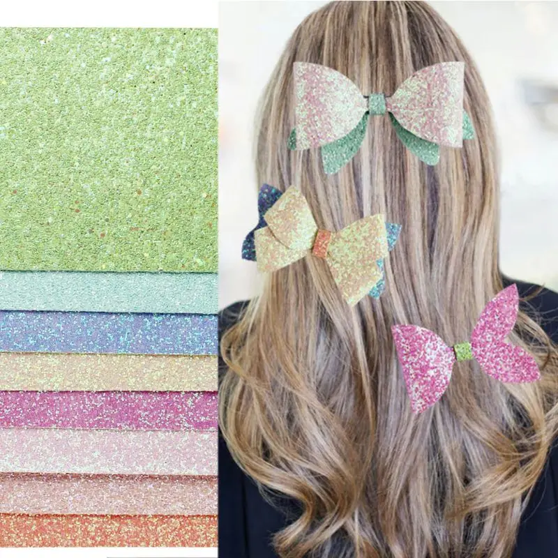 

8Pcs Glitter Sequins Fabrics Leather Sheet Earrings Hair Bows Clips DIY Crafts Jewelry Making