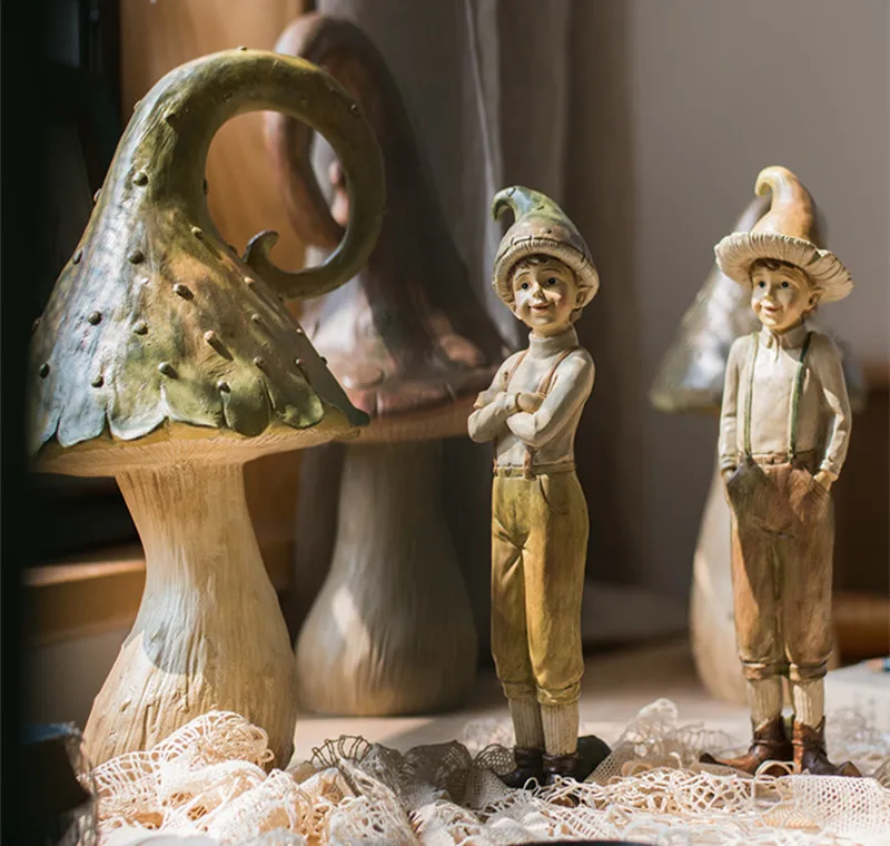 [MGT] Европейская креативная скульптура из смолы лес мальчик гриб украшение для