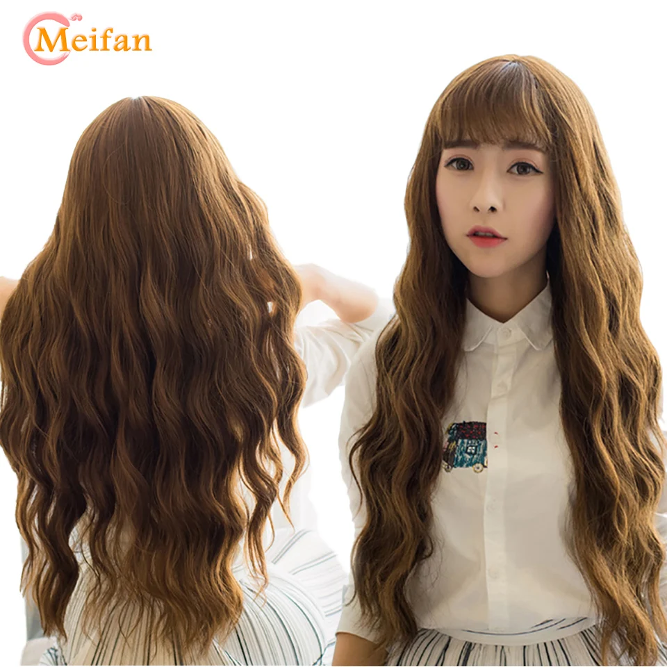 MEIFAN волнистые волосы Косплей Длинные парики с челкой для женщин термостойкий