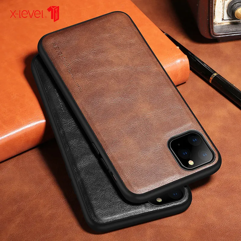 x level retro leather case for iphone 11 pro max soft silicone edge back phone cover for iphone 11 pro max 6 5 coque free global shipping