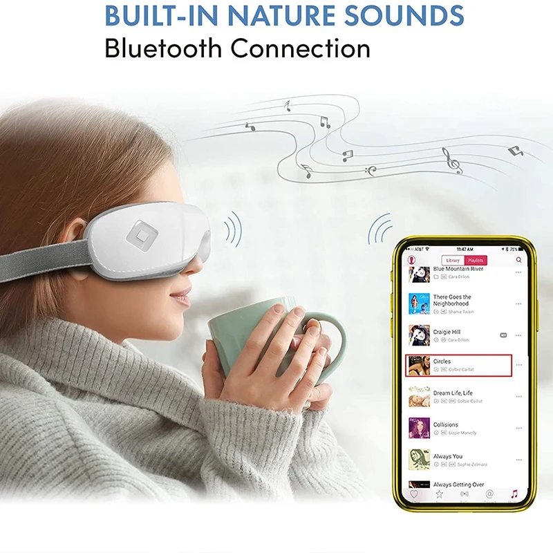 

Electric Eye Massager with Heating, Bluetooth Music Rechargeable Massager, Relieve Eye Fatigue and Dark Circles