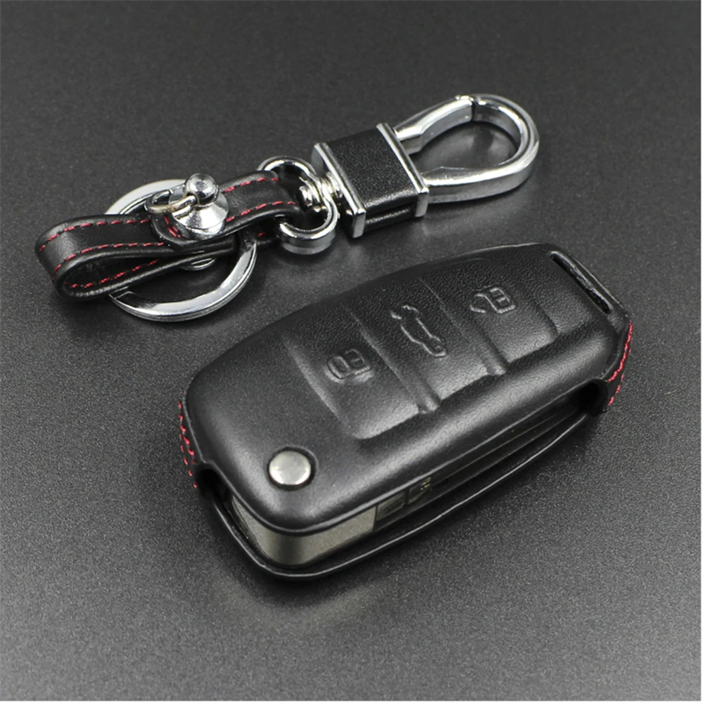 

OkeyTech Leather Flip Folding Car Key Case Cover for Audi Q3 Q5 Q7 A1 A3 A4 R8 A6 A6L TT C5 C6 B5 B6 Remote Cover Keychain Bag