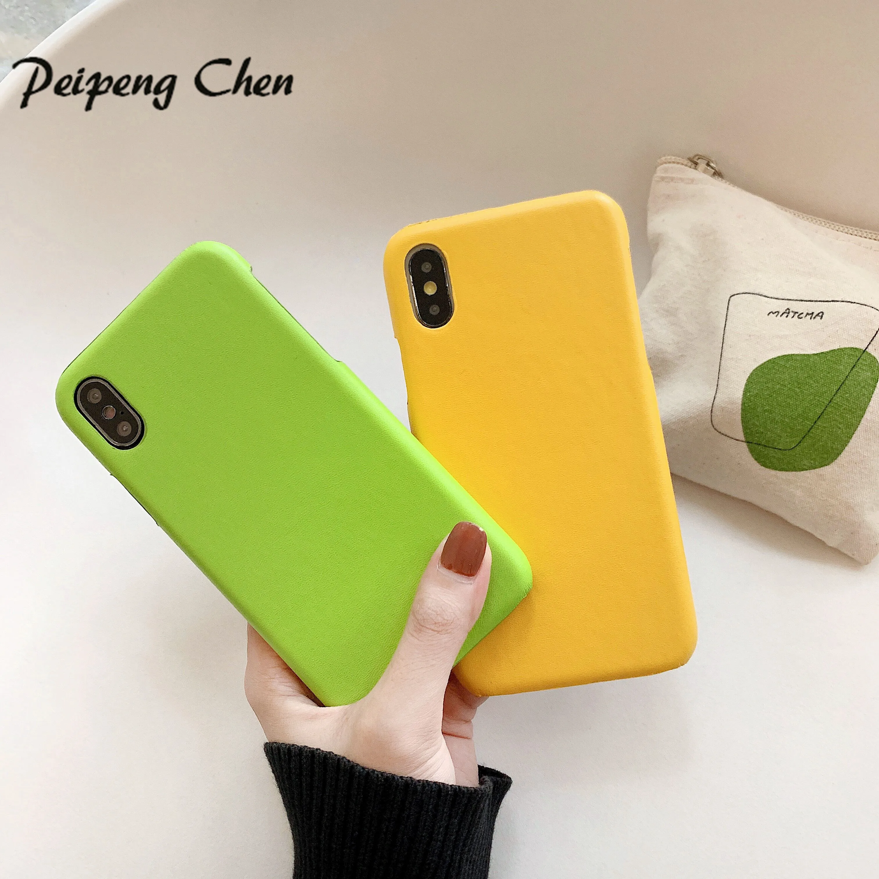 Простой кожаный чехол для телефона iPhone XS XR Max 11 Pro max apple iphone 6 6S 7 8 Plus защитный задней