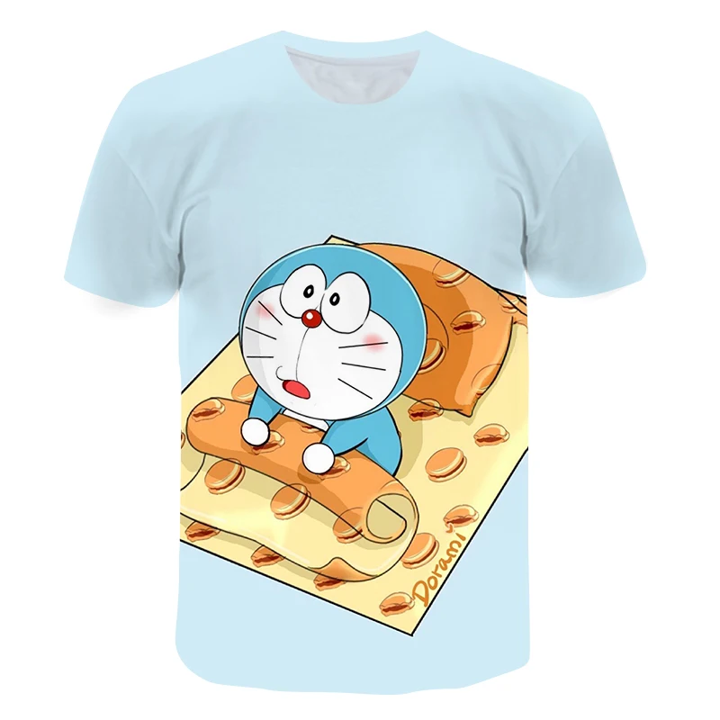 

Cartoon print children's short-sleeved shirt Doraemon girl boy summer T-shirt Harajuku anime crew neck football shirt