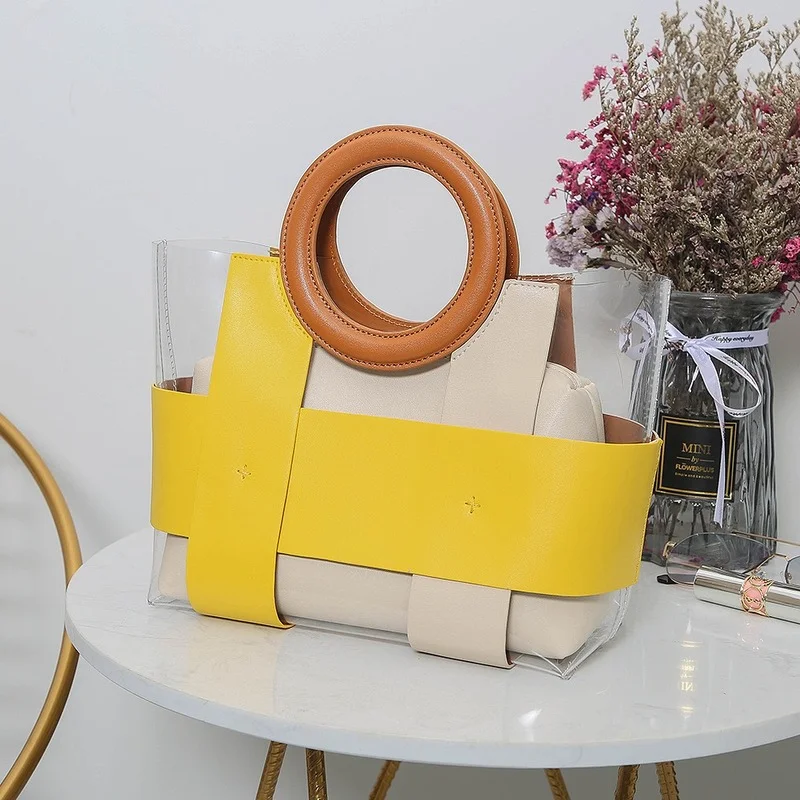 

Round Wrist Transparent Bag 2021 Women's Trend Fashion Bags and Famous Brands 2021Woman tote Bags Handbags Summer Bags