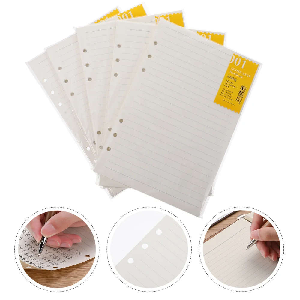 

5 Pcs 6-hole Loose-leaf Refill Papers Notebook Replacement Core Papers