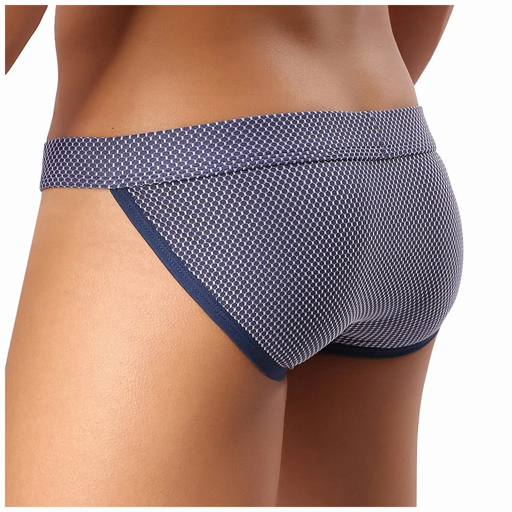 Breathable Designed Men's Underwear Mesh Briefs Slip Shorts Low Waist Gay Men Soft Knickers Short Sexy Male Panties |