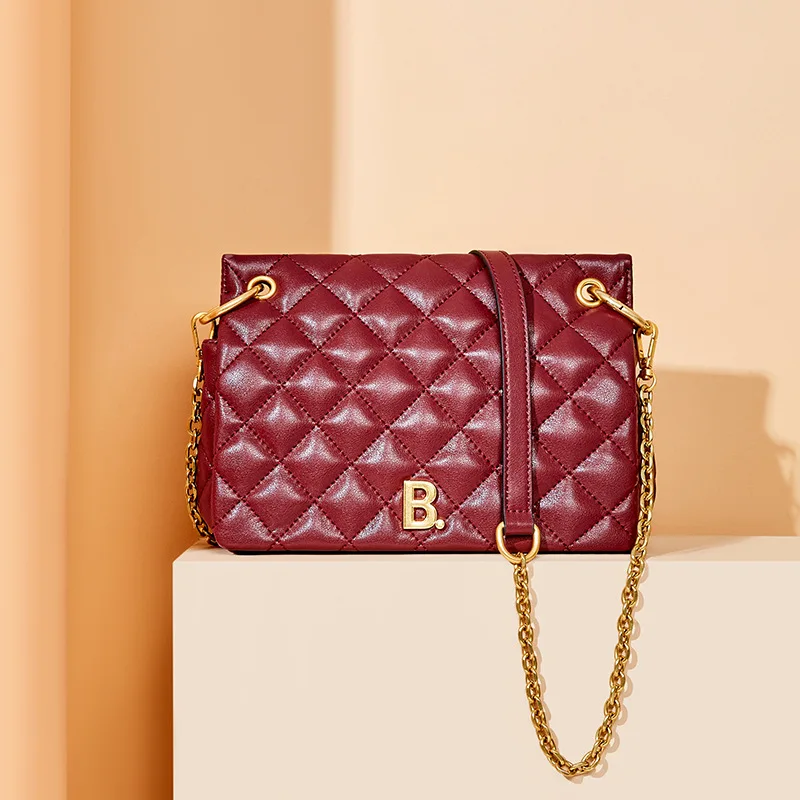 

Retro Chain Shoulder Bag Excellent Quality Genuine Leather Quilted Women Handbags Luxury B Letter Small Crossbody Messenger Bags