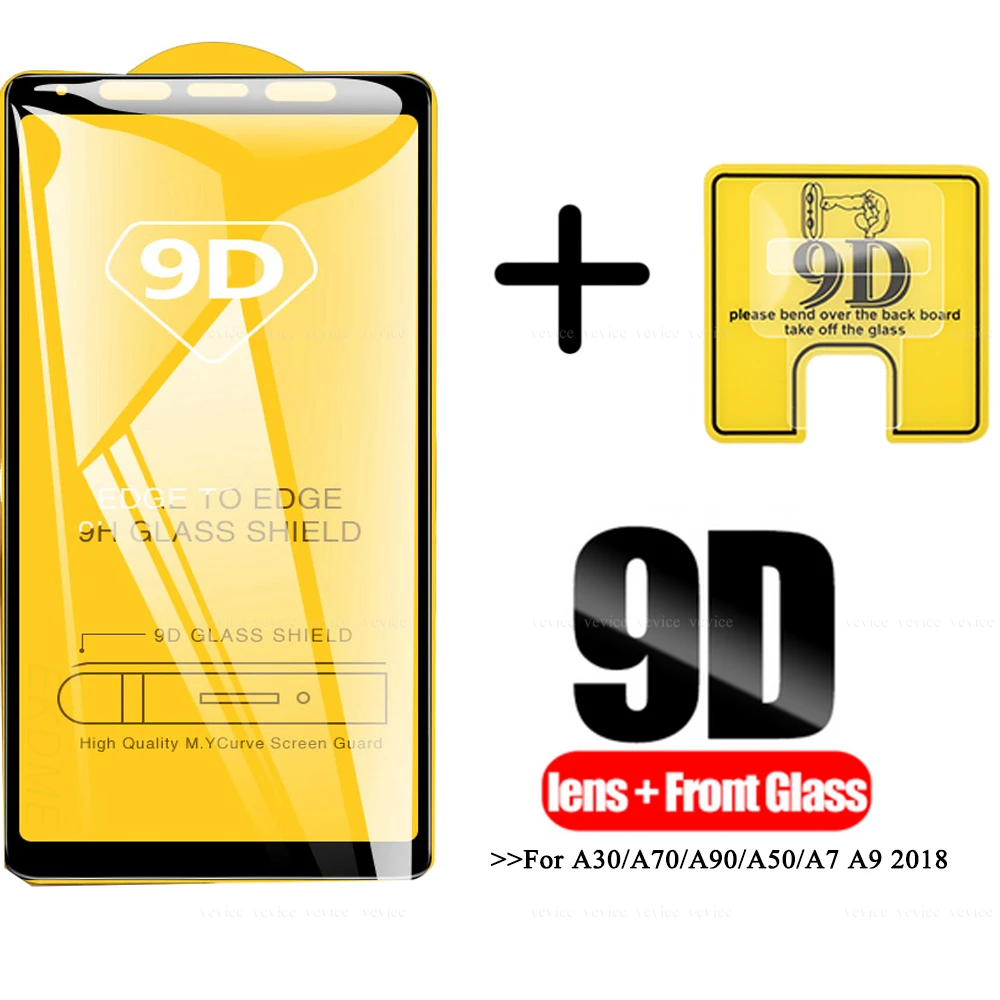 2 в 1 Защита экрана для samsung Galaxy A50 A50S M10 M20 ударопрочный объектив камеры закаленное