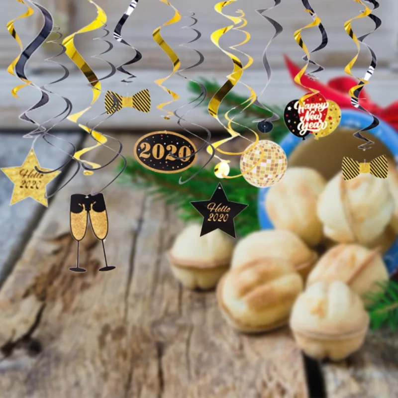 30 шт. подвесные колпаки декоративный комплект черный и золотой с новым год