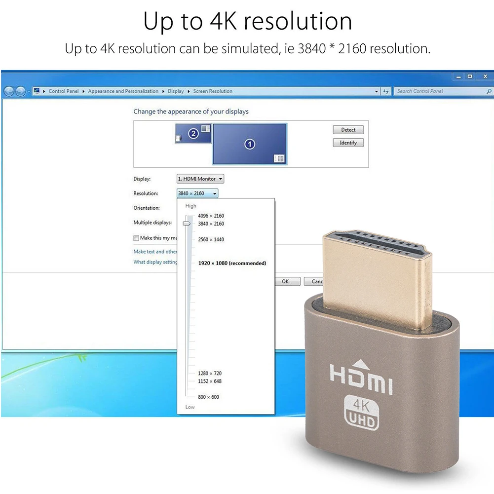 Vga-адаптер виртуального Безголовый эмулятор отображения разъем 1920x1080 4K