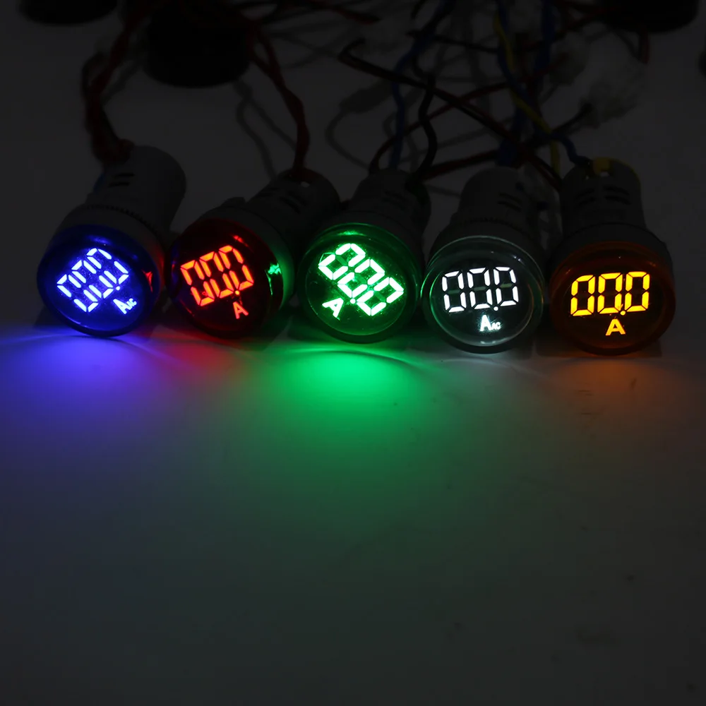 

plastic 22mm AD16-22DSA Mini Ammeter current meter indicator LED with CT transformer White Yellow Red Green Blue illumination
