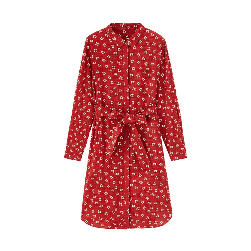 Женское платье-блузка в ретро-стиле с отложным воротником Осень-зима INMAN | Женская