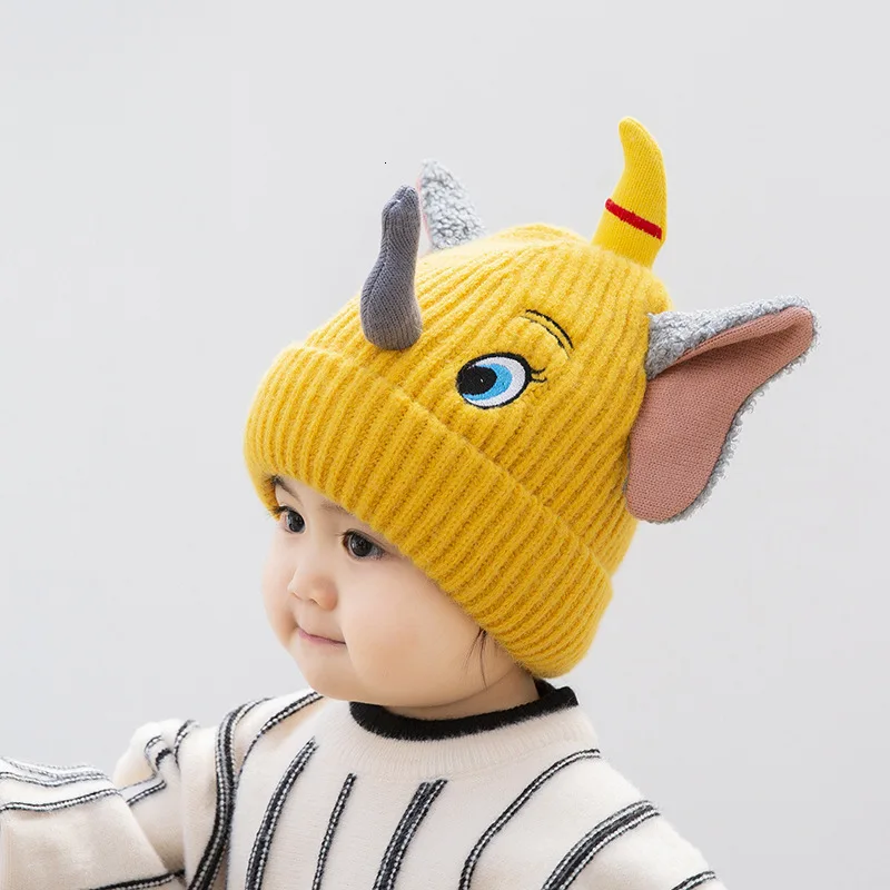 Вязаная Шапка С Рисунком Слона для детей от 19 лет утолщенная теплая шапка 3 до 24 |