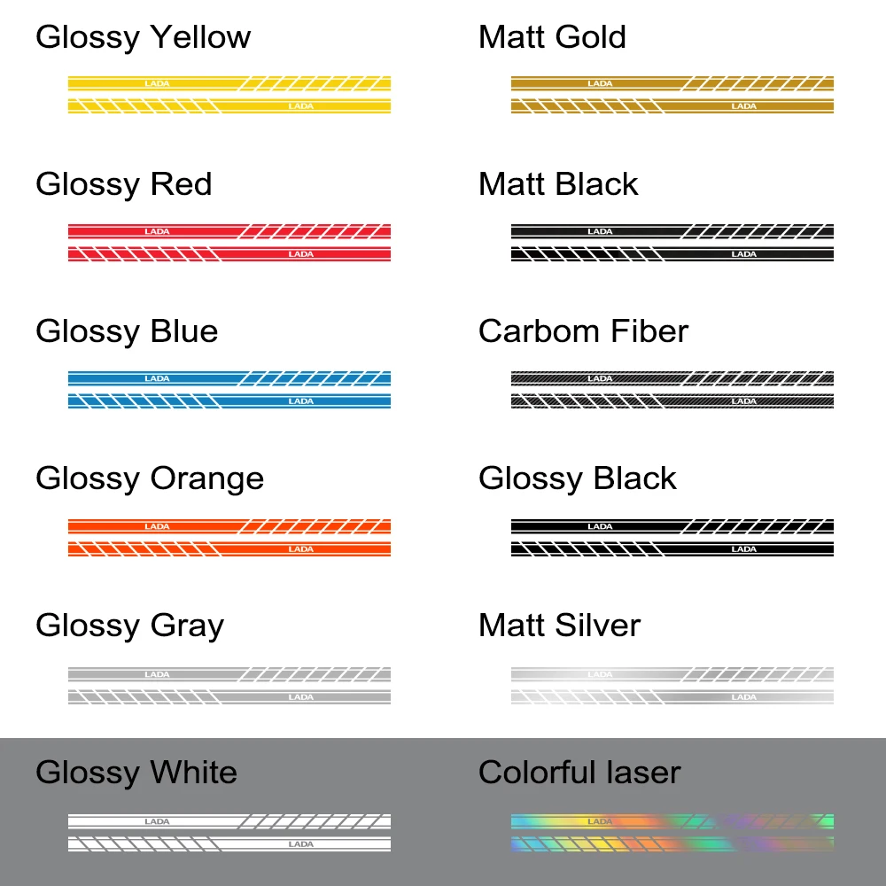 

For Lada Xray Largus Granta Niva Auto Accessories 2PCS Sport Decoration Decals Car Door Side Skirt Stripes Vinyl Film Stickers