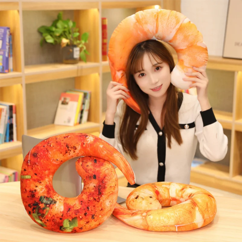 

1 шт. 40 см Новые Креативные забавные креветки мясо диванная подушка мягкая набивная 3D U-образная подушка игрушка кавайные подарки на день рож...