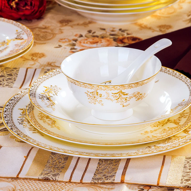 60 шт. роскошный Цзиндэчжэнь Керамика посуда Phnom Penh евро домашняя одежда с