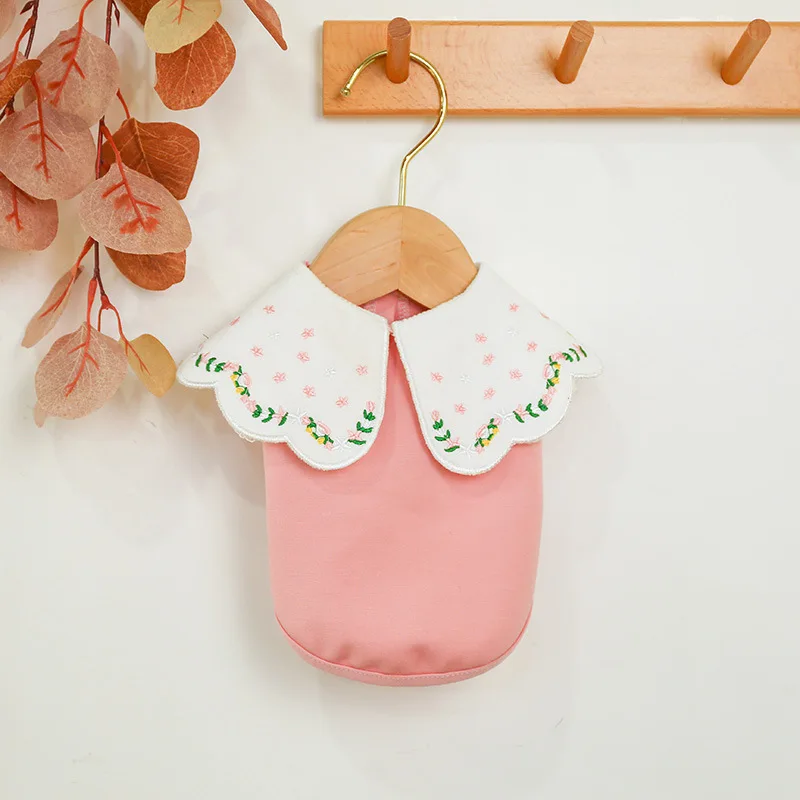 Рубашки для собак розового цвета с большим ошейником одежда домашних животных на