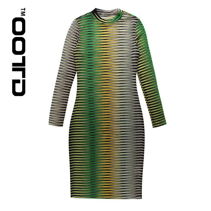 

OOTD 2021 New Fashion Long-sleeved Sexy Transparent Chestless Mini Dress Fashion Tight Dress Technology Dress Sexy And Tight