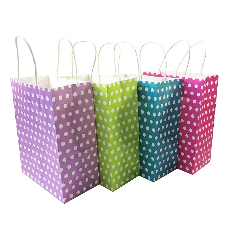 10 шт./лот точка сумка с ручкой из крафт-бумаги вечерние для вторичной переработки