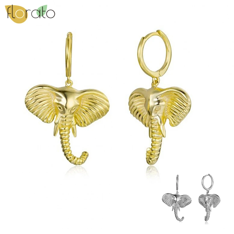 

New 925 Sterling Silver Big Hoop Earrings For Women Personality Animal Elephant Earrings Hoops Gold Earings Jewelry Pendientes