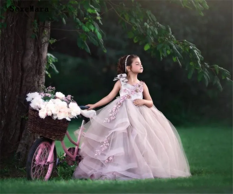 Новые Красивые Платья с цветочным узором для девочек со складками