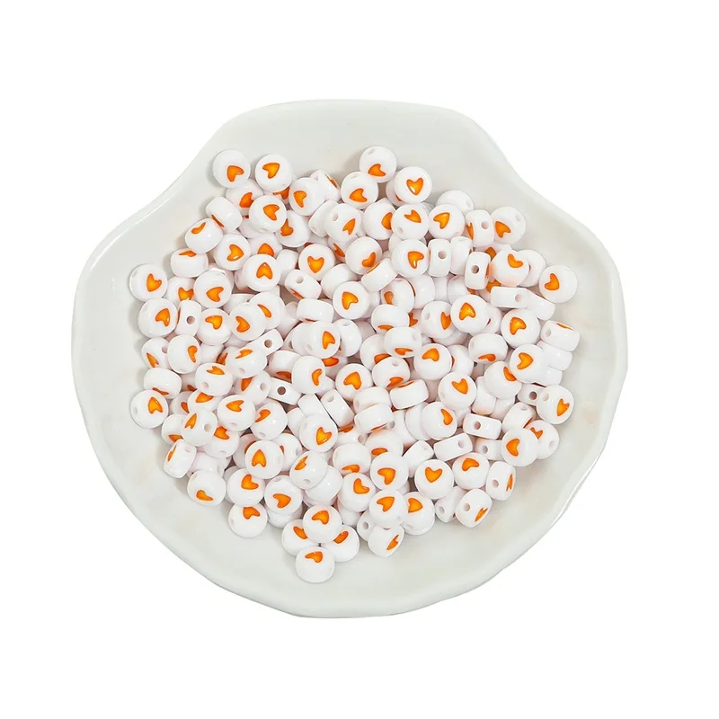 

100Pcs 7mm Random Acrylic Round Flat Heart Loose Alphabet Spacer Beads For Jewelry Handmade Diy Bracelet Necklace Accessories