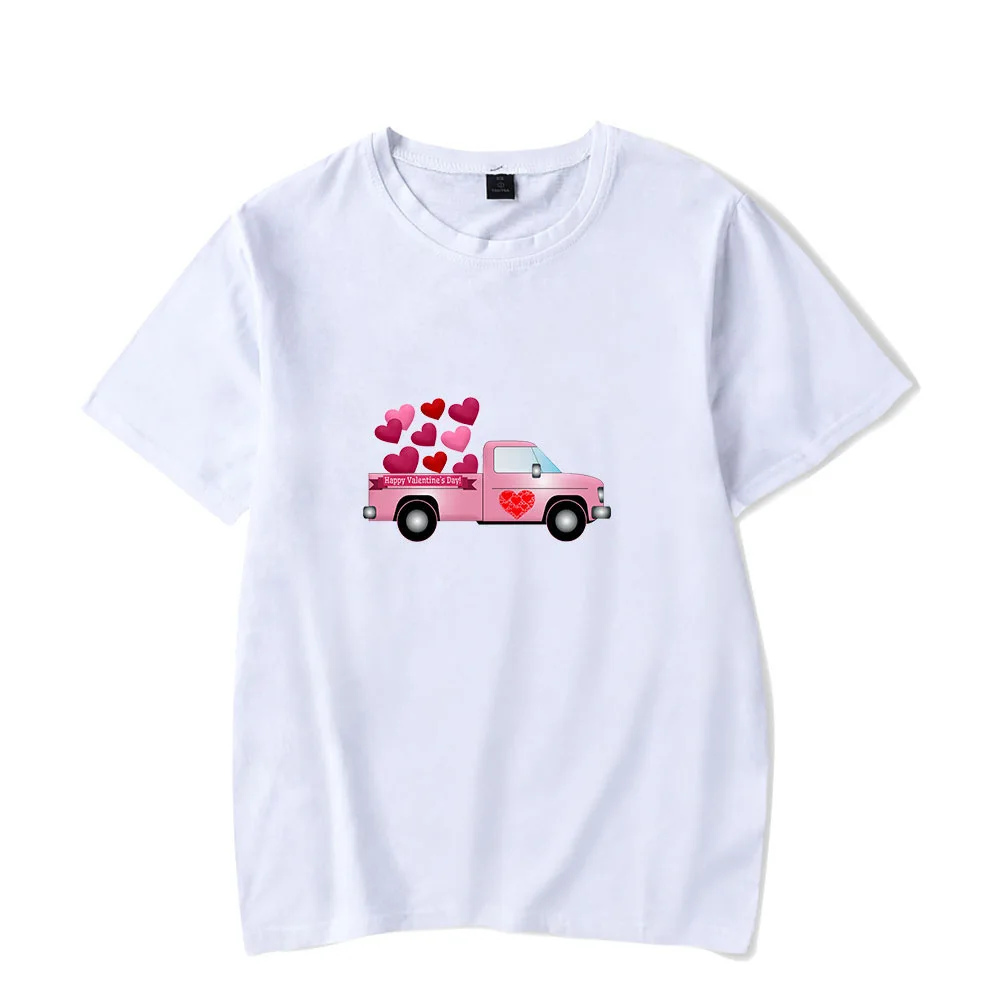 

Летняя новая одежда для пар, футболка для женщин и мужчин с принтом сердечек, модная свободная повседневная мужская и женская футболка с кру...